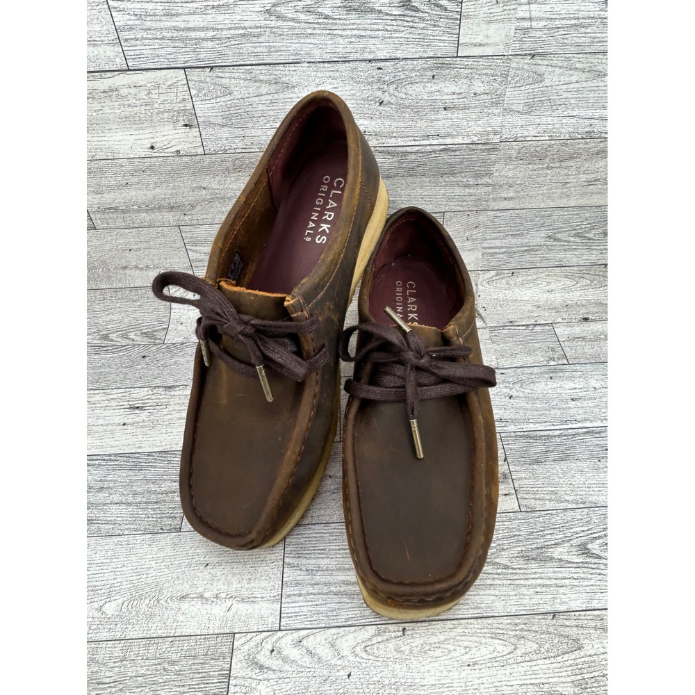 Clarks Originals Wallabee Beeswax Leather Moccasin Shoes Brown Women Sz 8M